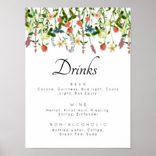 Botanical Floral Drink Menu Poster