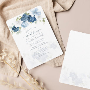 Botanical Floral Dusty Blue Flowers Bridal Shower