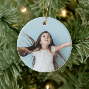 Botanical Floral Elegance Christmas Photo Ceramic Ornament