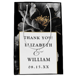 Botanical Floral Elegant Modern Wedding Thank You Medium Gift Bag
