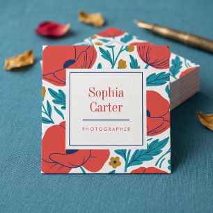 Botanical Floral Frame Square Business Card