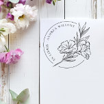 Botanical Floral From the Library Of Ex Libris Rubber Stamp<br><div class="desc">Botanical Floral From the Library Of Ex Libris Wooden Stamp featuring hand-drawn flowers with botanical elements,  your name in a round typography to the left with a thin circular border.</div>