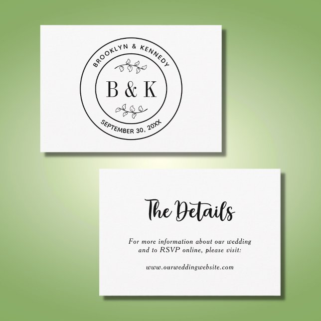 Botanical Floral Fun Monogram Wedding Couple Name Enclosure Card (Creator Uploaded)