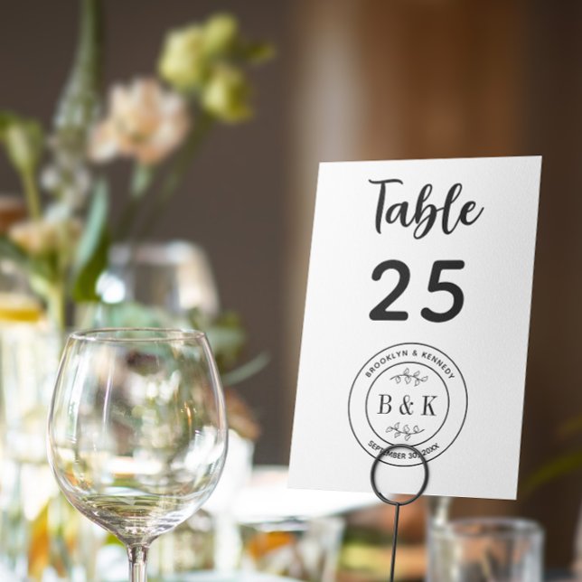 Botanical Floral Fun Monogram Wedding Table Number (Creator Uploaded)