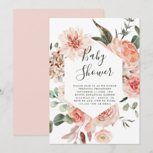 Botanical Floral Garden Hexagon Baby Shower Invitation