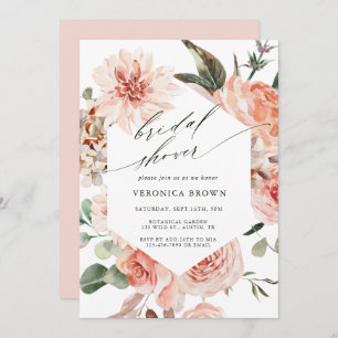 Botanical Floral Garden Hexagon Bridal Shower Invitation