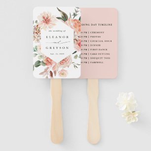 Botanical Floral Garden Hexagon Wedding Timeline Hand Fan