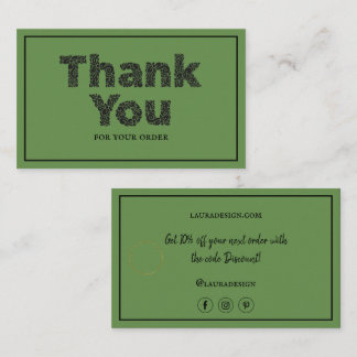 Botanical Floral Green Logo Typography Thank You Business Card