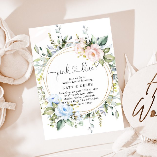 Botanical Floral Greenery Gender Reveal Invitation (Creator Uploaded)