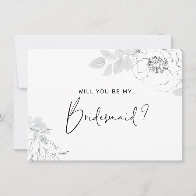 Botanical Floral Illustration Bridesmaid Card (Front)