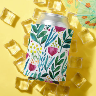 Botanical floral illustration  can cooler