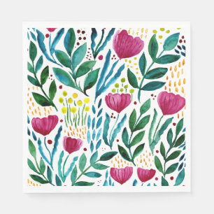 Botanical floral illustration napkin