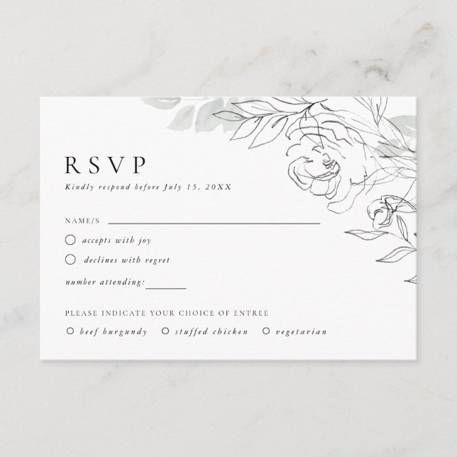Botanical Floral Illustration RSVP Card (Front)