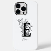 Botanical Floral Monogram Letter E Name