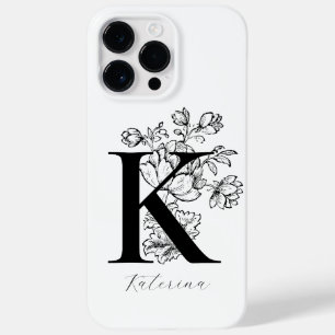 Botanical Floral Monogram Letter K Name Case-Mate iPhone 14 Pro Max Case