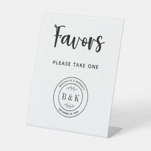 Botanical Floral Monogram Wedding Favours Take One Pedestal Sign