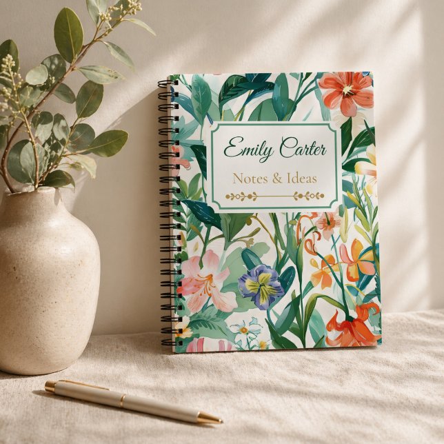 Botanical Floral Name Personalised Notebook (Creator Uploaded)