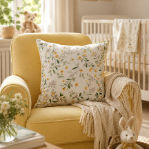 Botanical Floral Nursery Throw Pillow Cushion