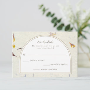 Botanical Floral Paper Modern Wedding RSVP Card