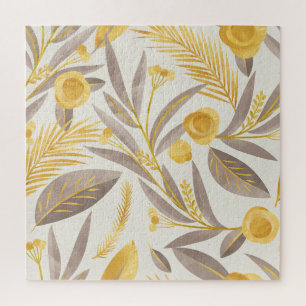 Botanical Floral Paper Texture Pattern Jigsaw Puzzle