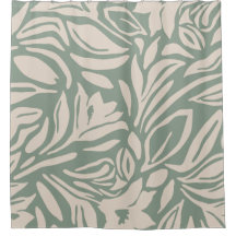 Botanical Floral Pattern in Sage and Cream