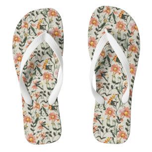 Botanical Floral Pattern Thongs
