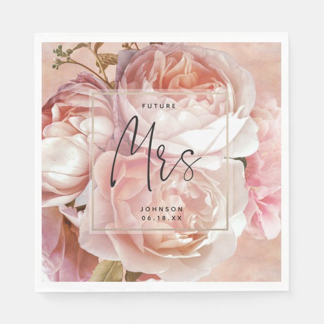 BOTANICAL FLORAL PEONY | Future Mrs Bachelorette Napkin (Front)