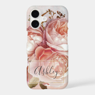 BOTANICAL FLORAL PEONY Name Monogram