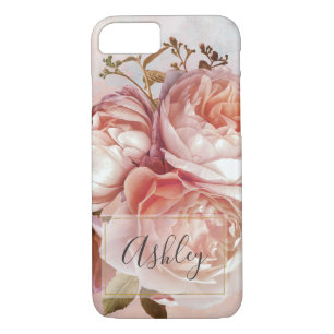 BOTANICAL FLORAL PEONY Name Monogram iPhone 8/7 Case