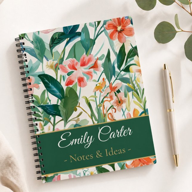 Botanical Floral Personalised Name Notes & Ideas Notebook (Creator Uploaded)