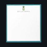 Botanical Floral Pineapple Blue Frame Notepad<br><div class="desc">Elegant watercolor island botanical pineapple logo design with deep ocean blue frame,  personalised with name,  notepad.  Text font style and colour can be customised.</div>