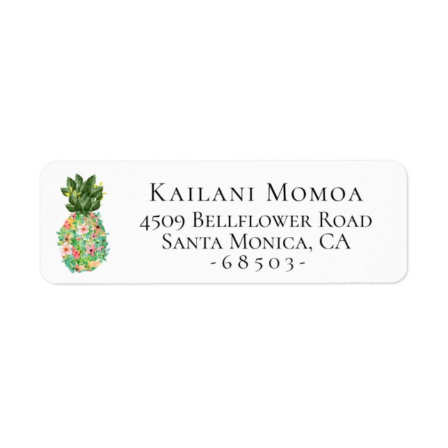 Botanical Floral Pineapple Return Address Label (Front)