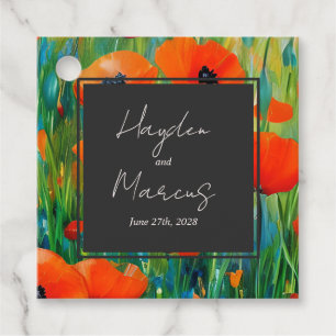 Botanical Floral Poppy Wedding Favour Tags