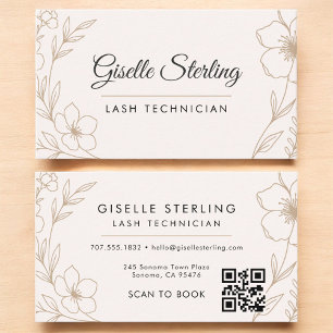 Botanical Floral QR Code Blush Lash Technician Business Card