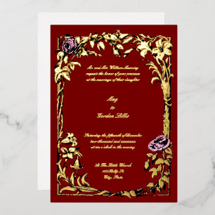 Botanical Floral Rose Vine Border Wedding