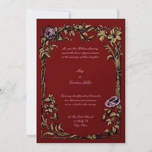Botanical Floral Rose Vine Border Wedding Invitation