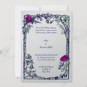 Botanical Floral Rose Vine Border Wedding Invitation