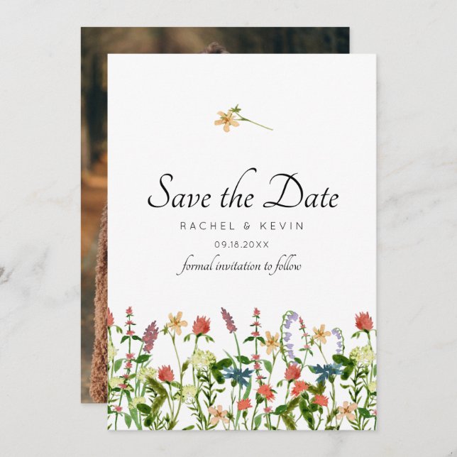 Botanical Floral Save The Date Invitation (Front/Back)