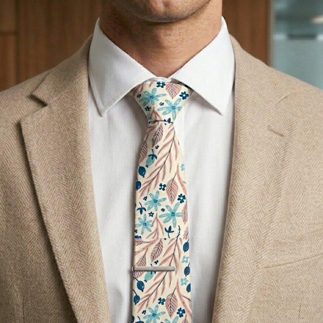 Botanical floral sea green  tie (Creator Uploaded)