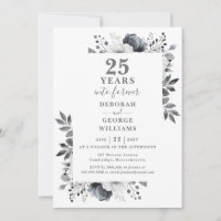 Botanical Floral Silver 25th Wedding Anniversary