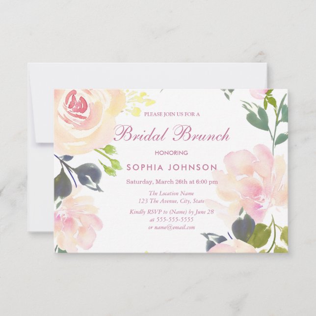 Botanical Floral Spring Bridal Brunch Invite (Front)