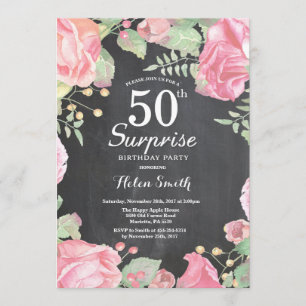 Botanical Floral Surprise 50th Birthday Invitation
