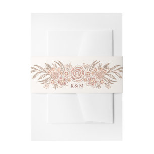 Botanical Floral Terracotta Wedding Invitation Belly Band