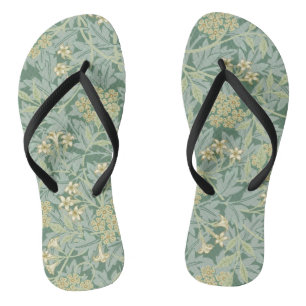 Botanical Floral Vintage Teal and Green Thongs