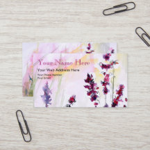Botanical Floral  Watercolor Art Business Card
