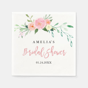 Botanical Floral Watercolor Bridal Shower Napkin