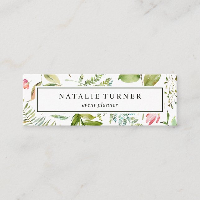 Botanical Floral Watercolor Mini Business Card (Front)