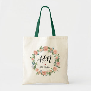 Botanical Floral Wedding Monogram Tote bags