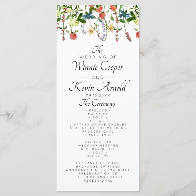 Botanical Floral Wedding Program (Front)