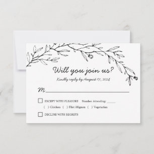 Botanical Floral Wedding RSVP with Meal Choice Card